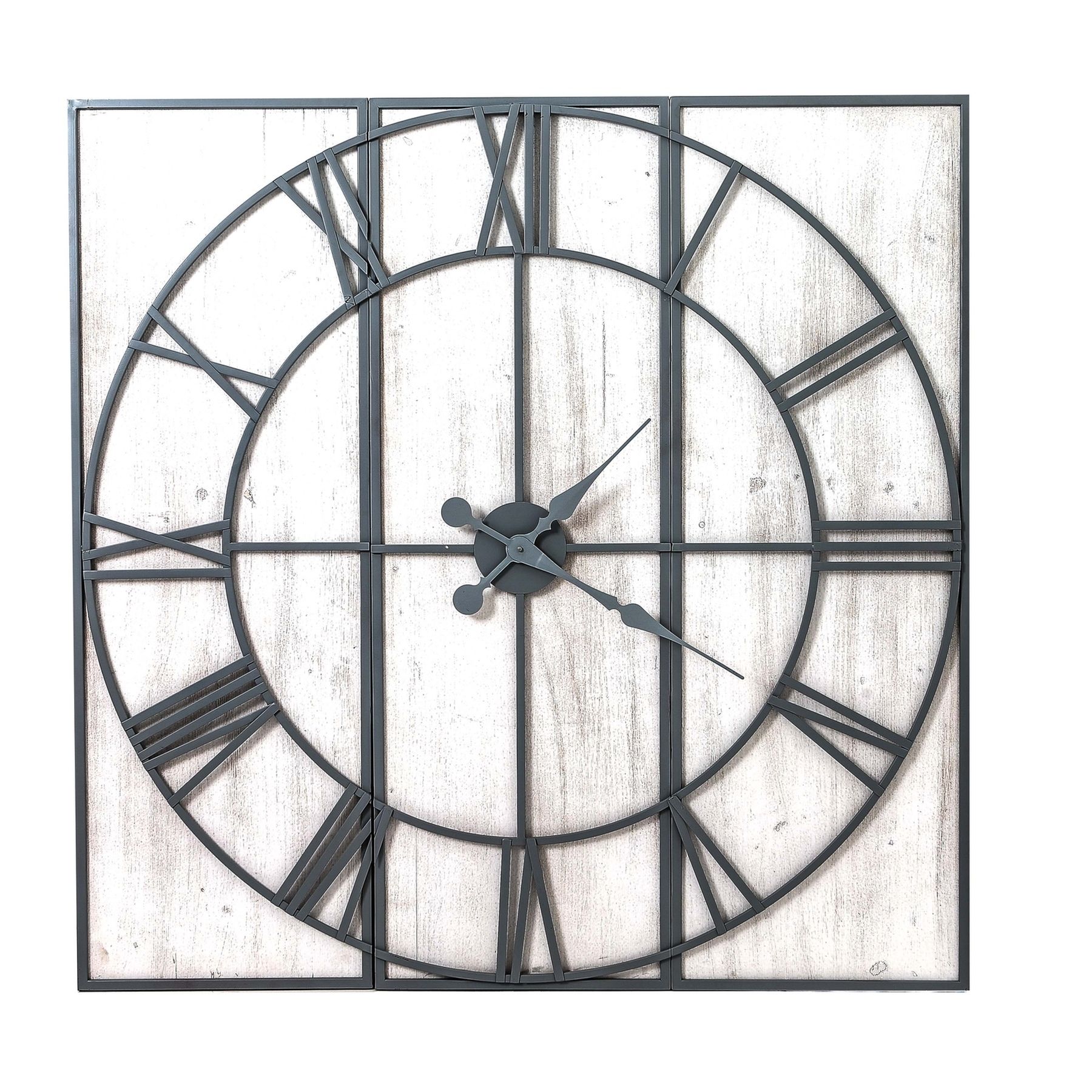 Roza Panelled Wall Clock - Silver - Corinthia Corner