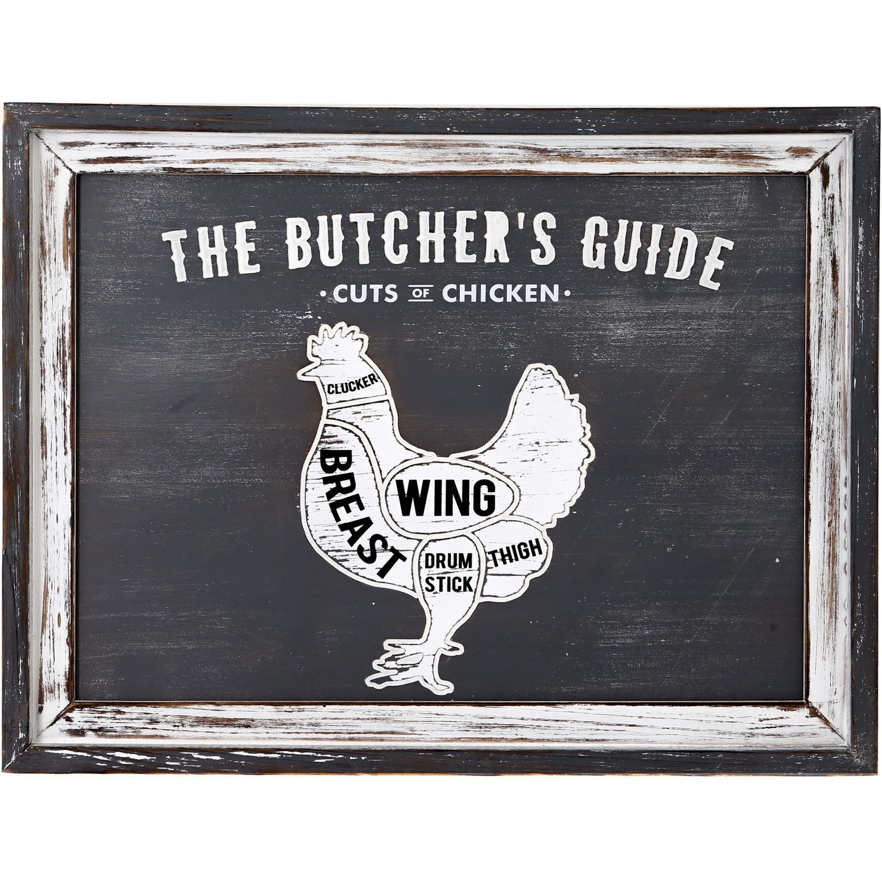 Butchers Cuts Chicken Wall Plaque - White - Corinthia Corner