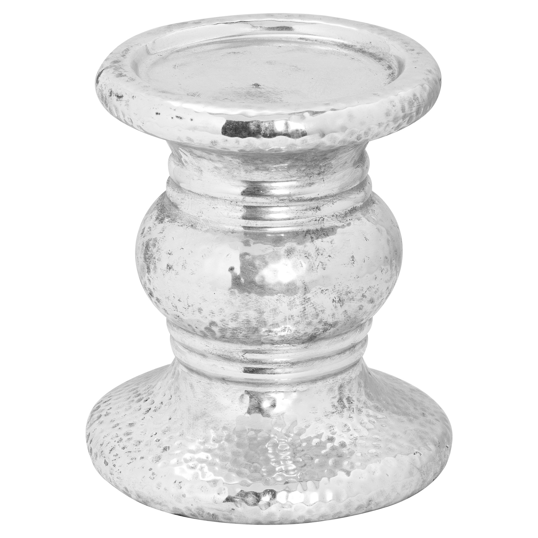 Punch Faced Ceramic Candle Holder - Silver - Corinthia Corner