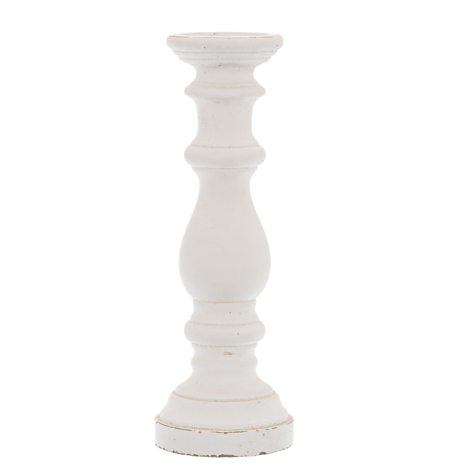 Matt White Ceramic Column Candle Holder - Large - Corinthia Corner