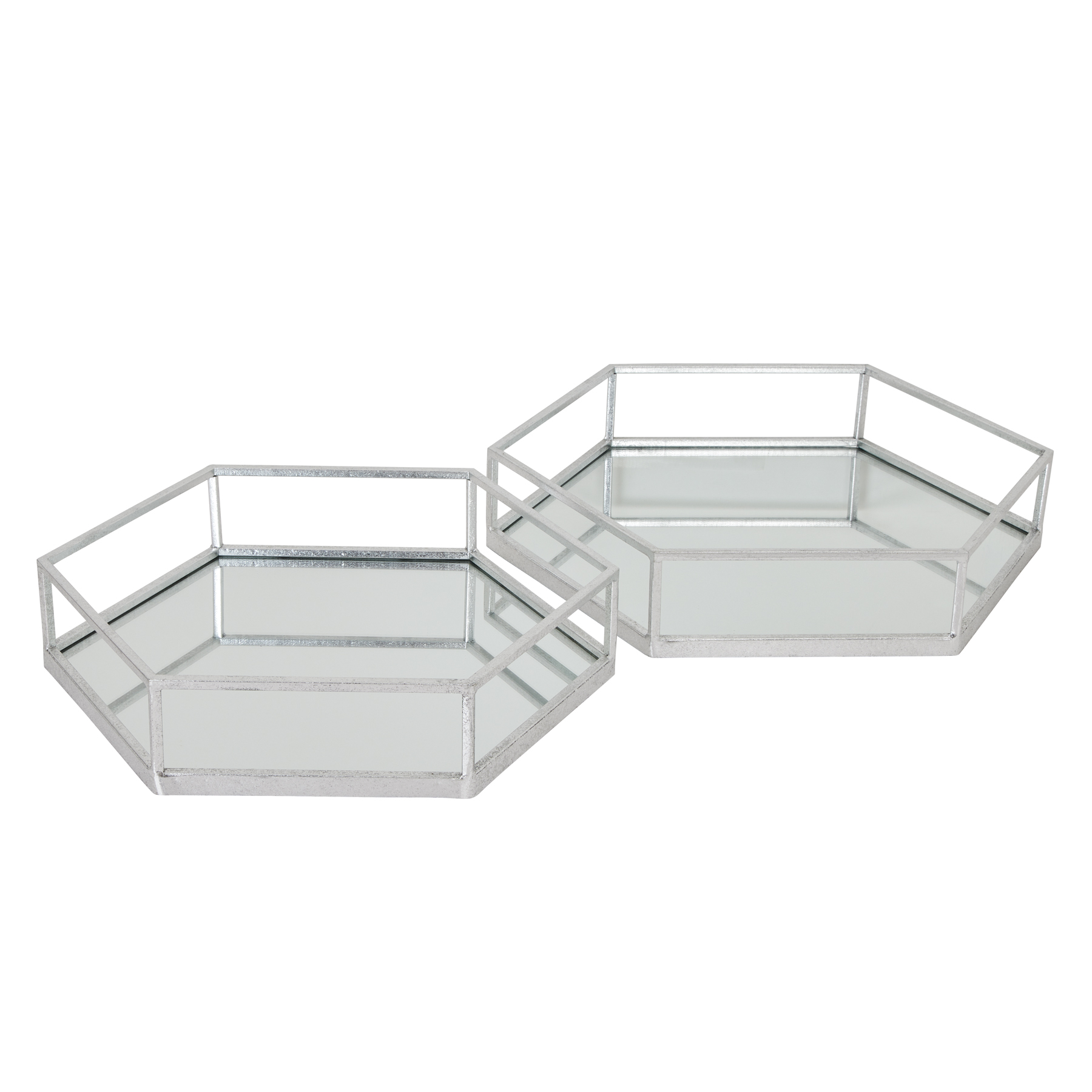 Silver Hexagon Trays - Set Of 2 - Corinthia Corner