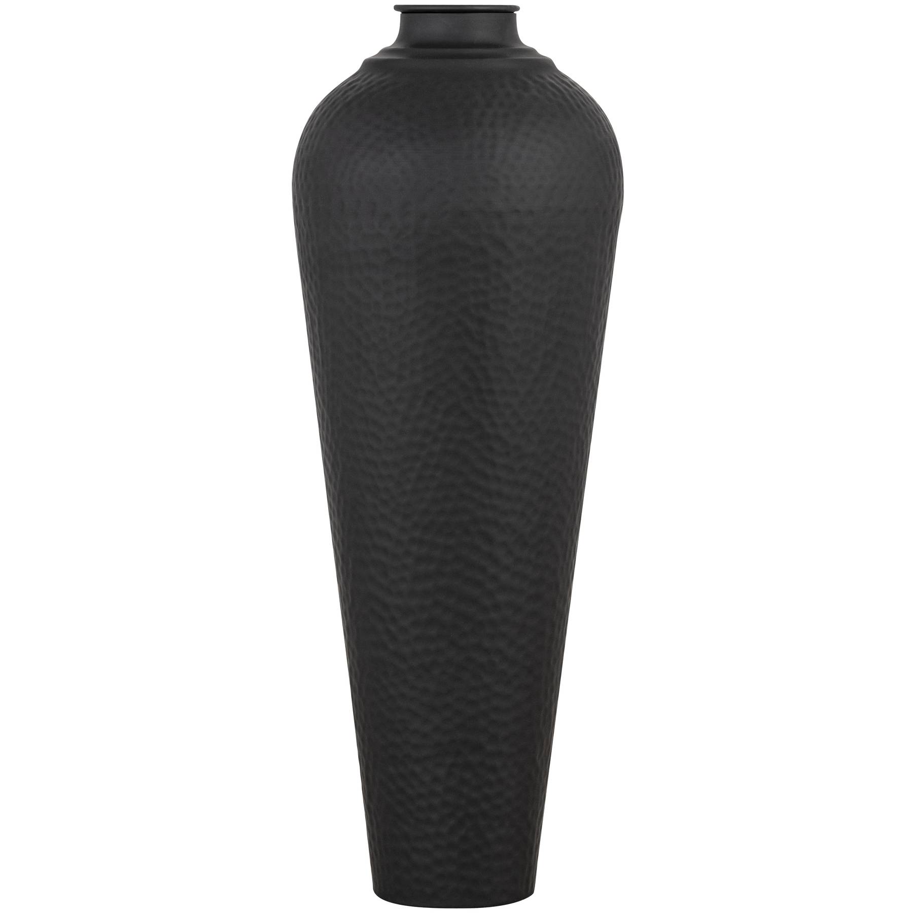 Matt Black Hammered Vase With Lid - Medium - Corinthia Corner