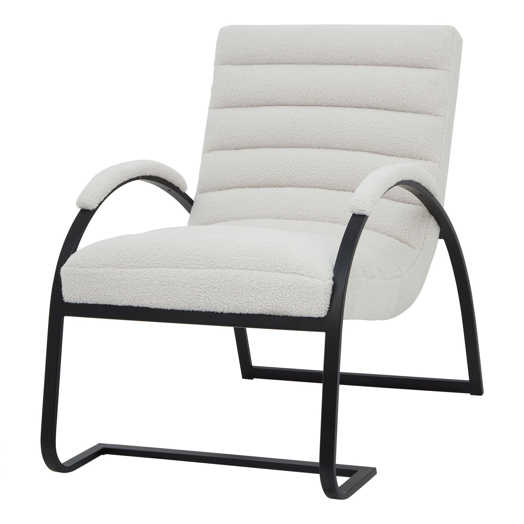 High Quality Metal Frame Boucle Ribbed Ark Armchair - Corinthia Corner