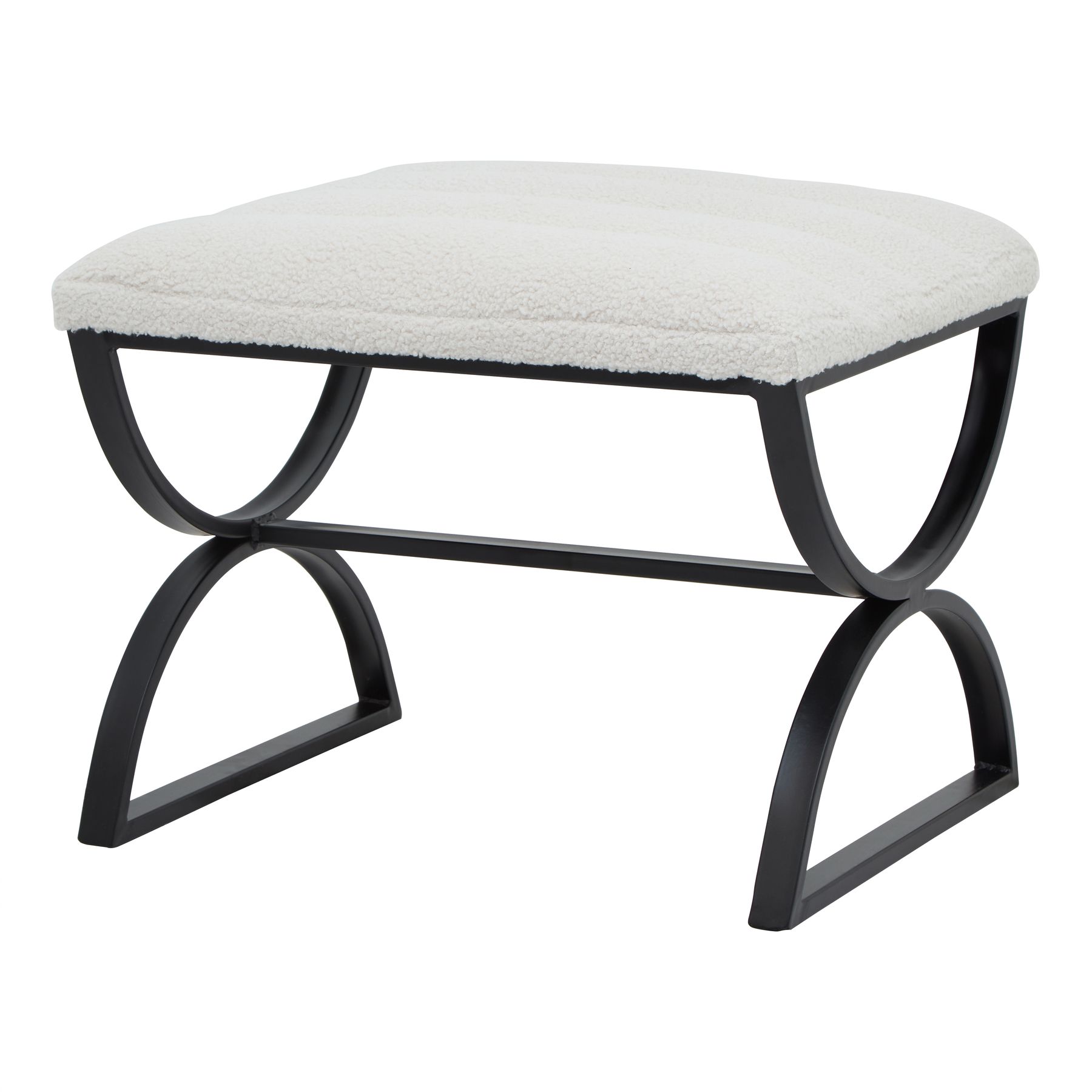 High Quality Metal Frame Boucle Ribbed Footstool - Corinthia Corner