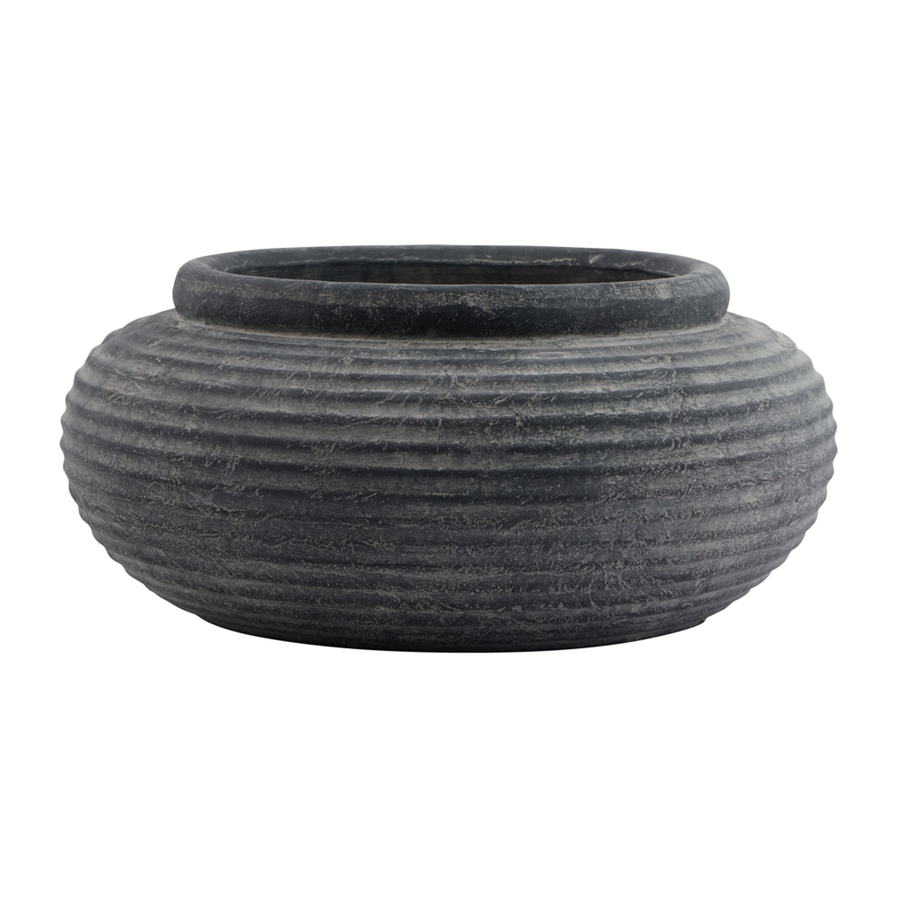 Round Ribbed Planter - Grey - Corinthia Corner