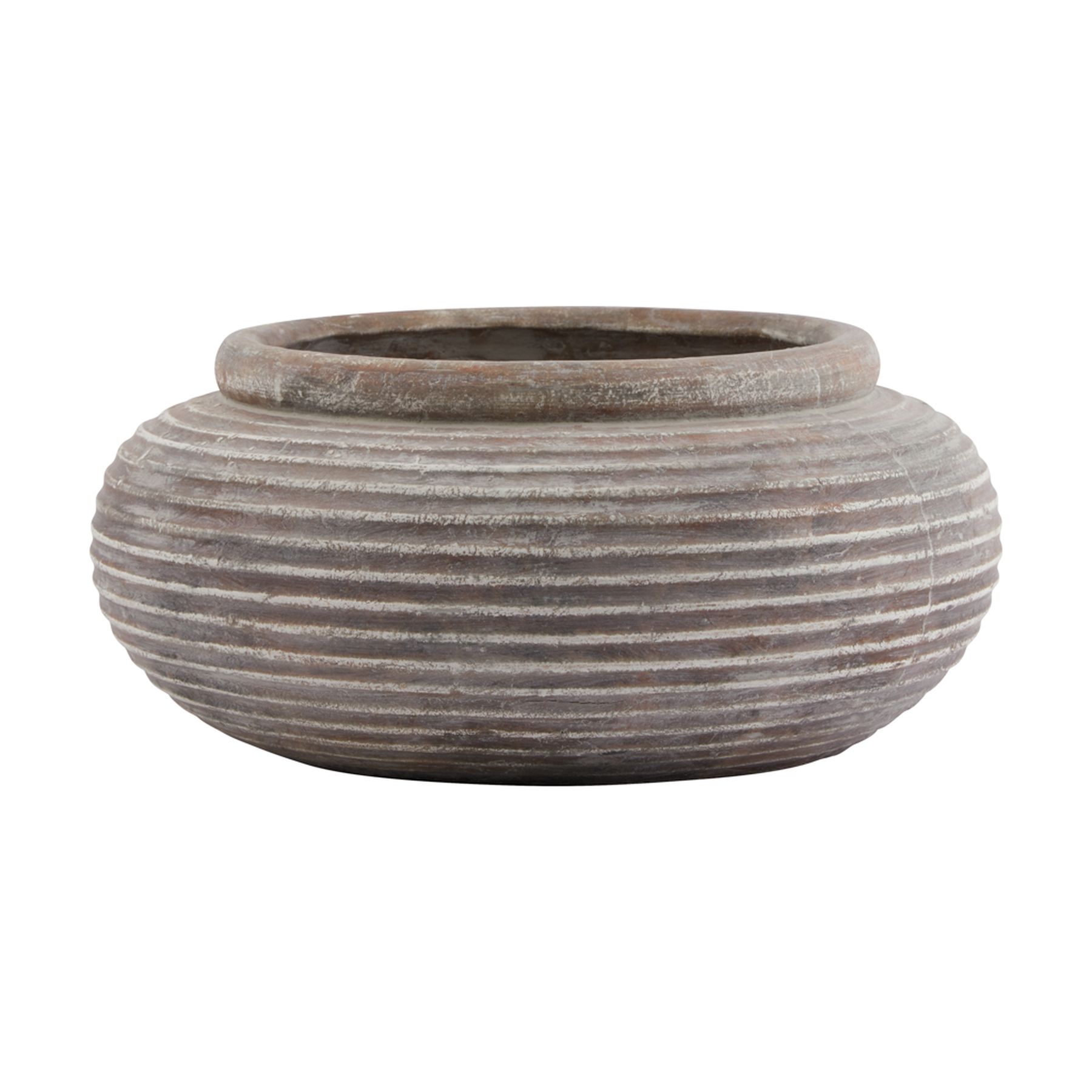 Owen Collection Round Ribbed Planter - Brown - Corinthia Corner