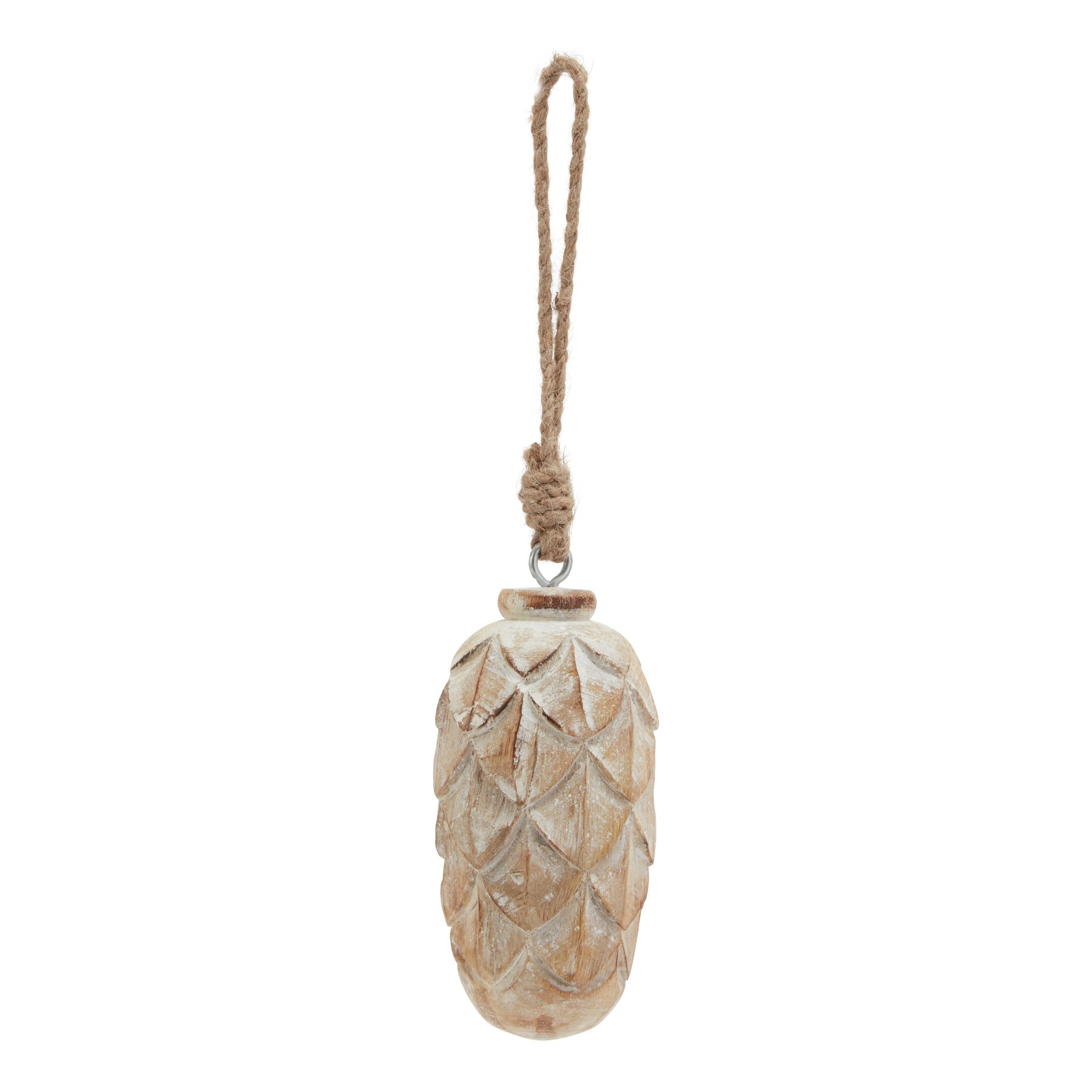 Antiq White Wash Pine Cone Bauble - Corinthia Corner