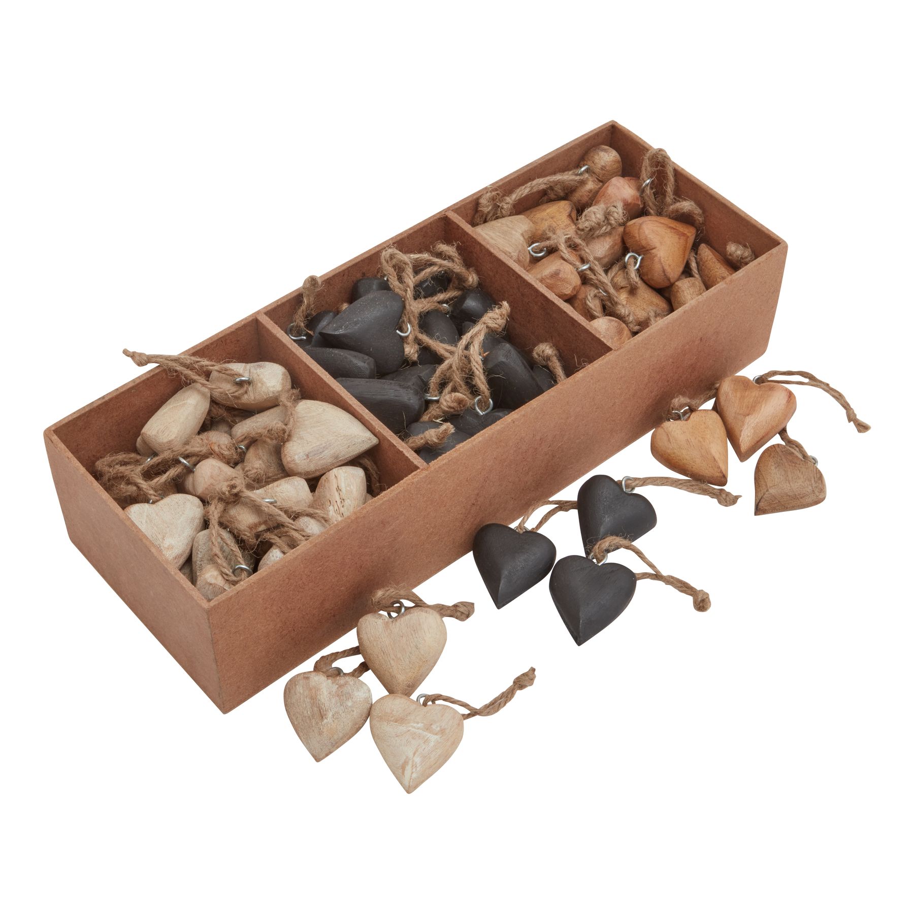 Wooden Heart Hanging Decorations - Pack of 90 - Corinthia Corner