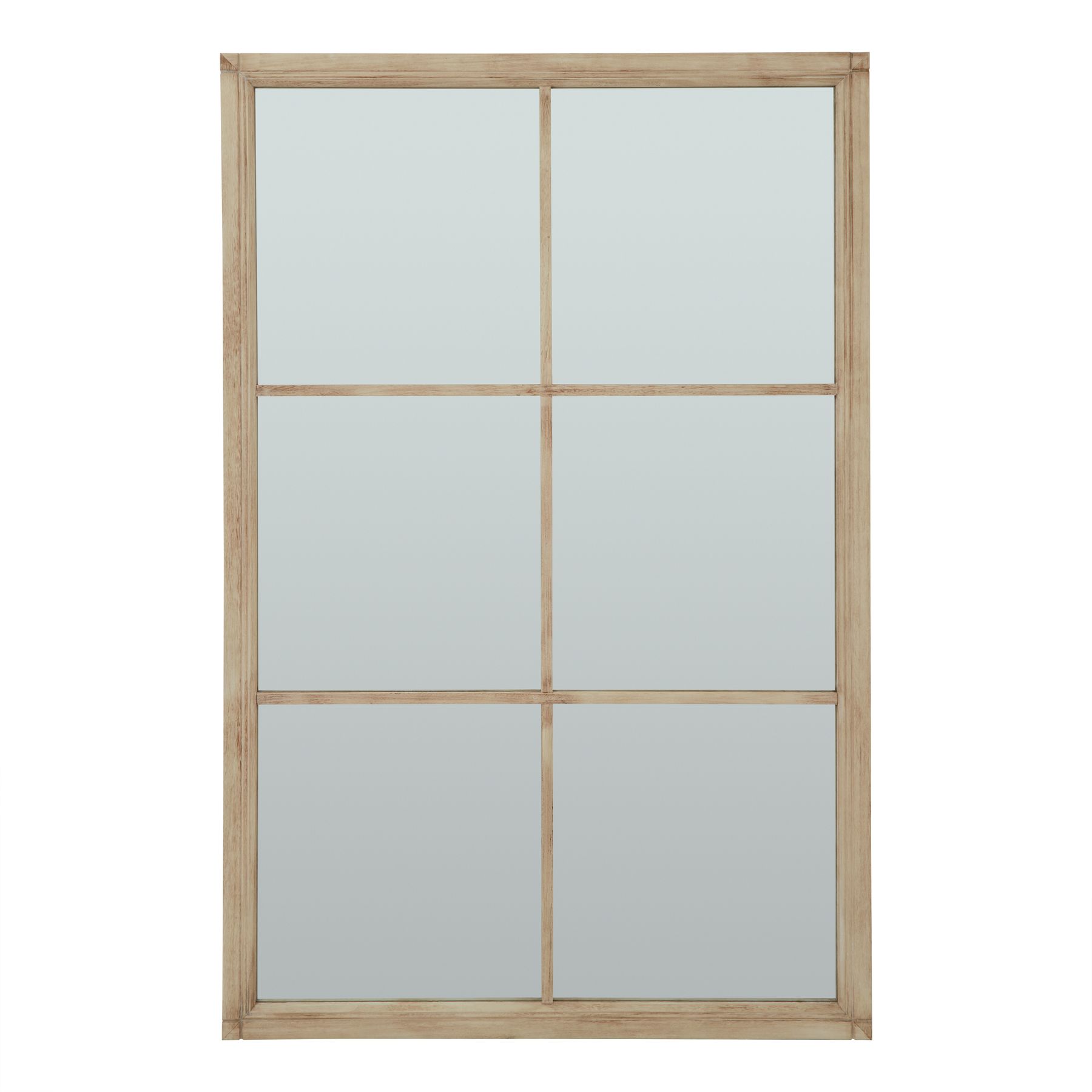 Washed Wood XL Window Mirror - Brown - Corinthia Corner