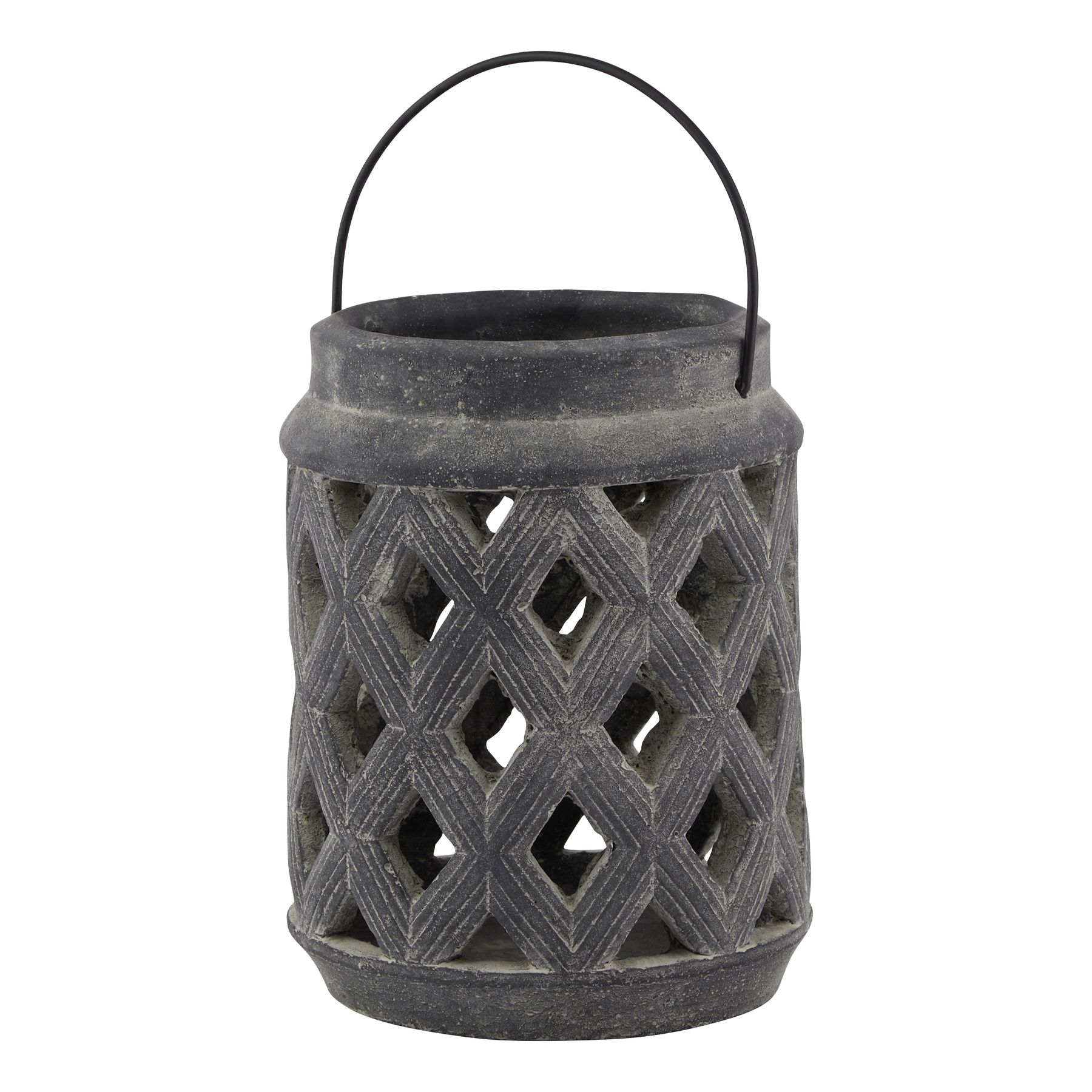 Large Lattice Lantern - Grey - Corinthia Corner