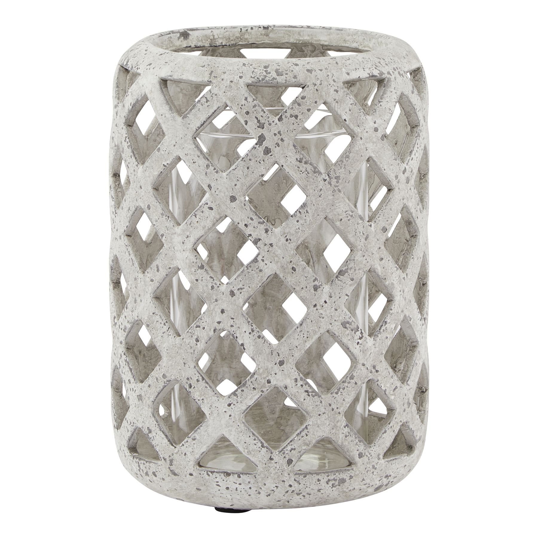 Stone Effect Hurricane Lantern - Grey - Corinthia Corner