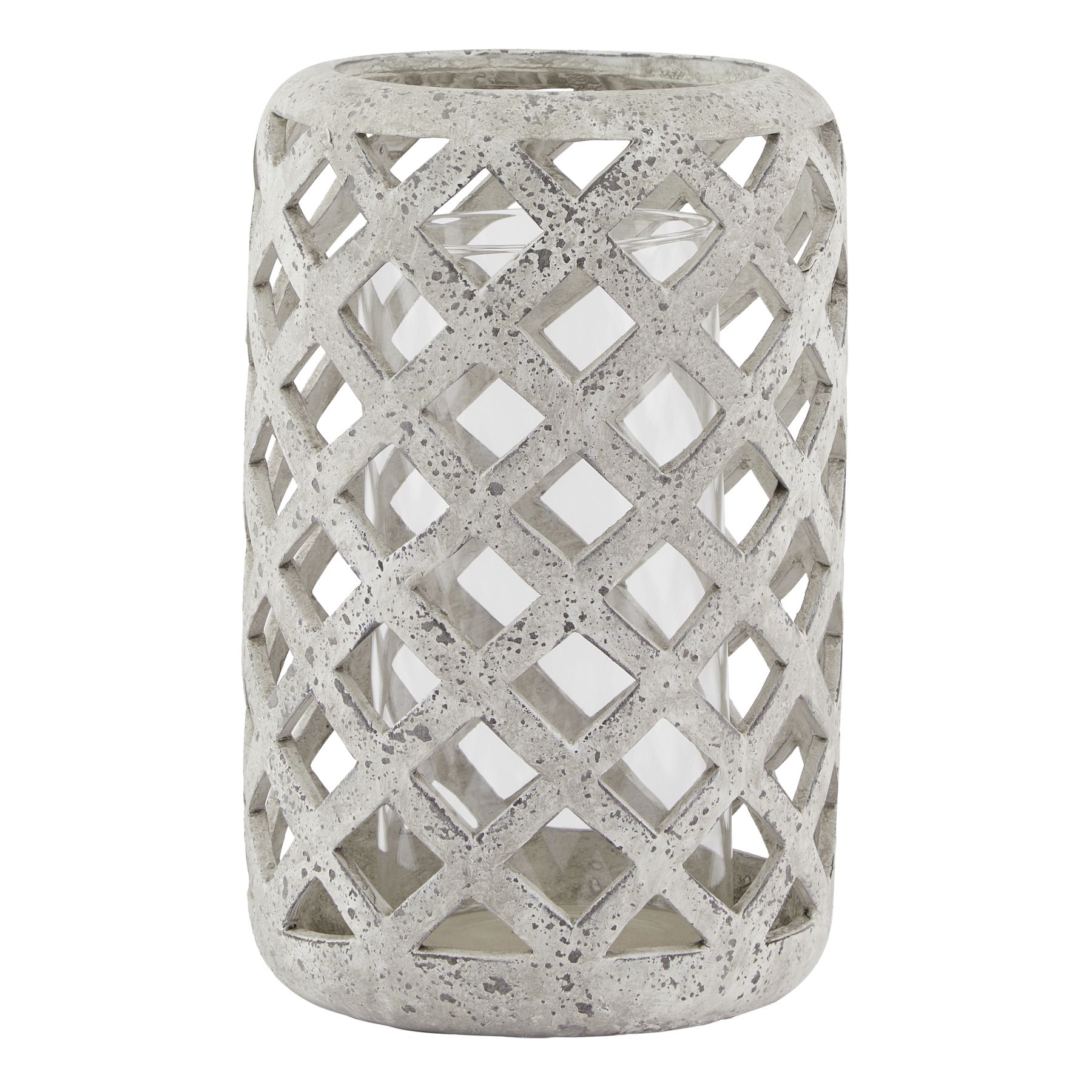 Grey Stone Effect Hurricane Lantern - Large - Corinthia Corner