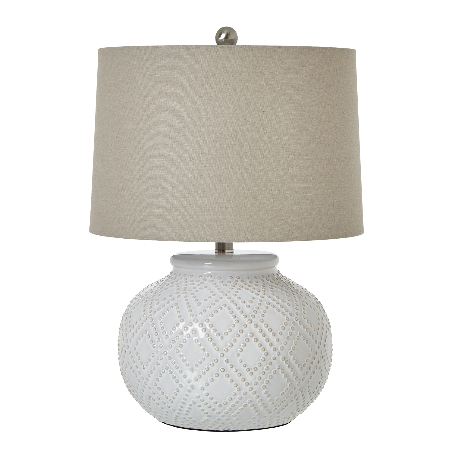 White Beaded Ceramic Lamp - Squat - Corinthia Corner
