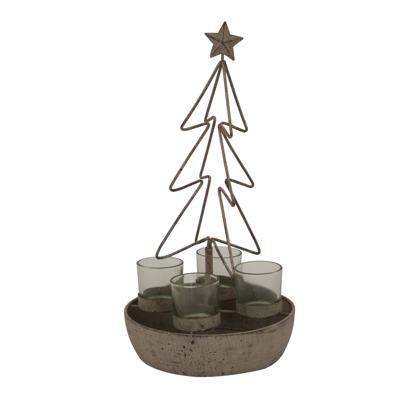 Rusto Outline Tree & Star With Glass Votives - Corinthia Corner