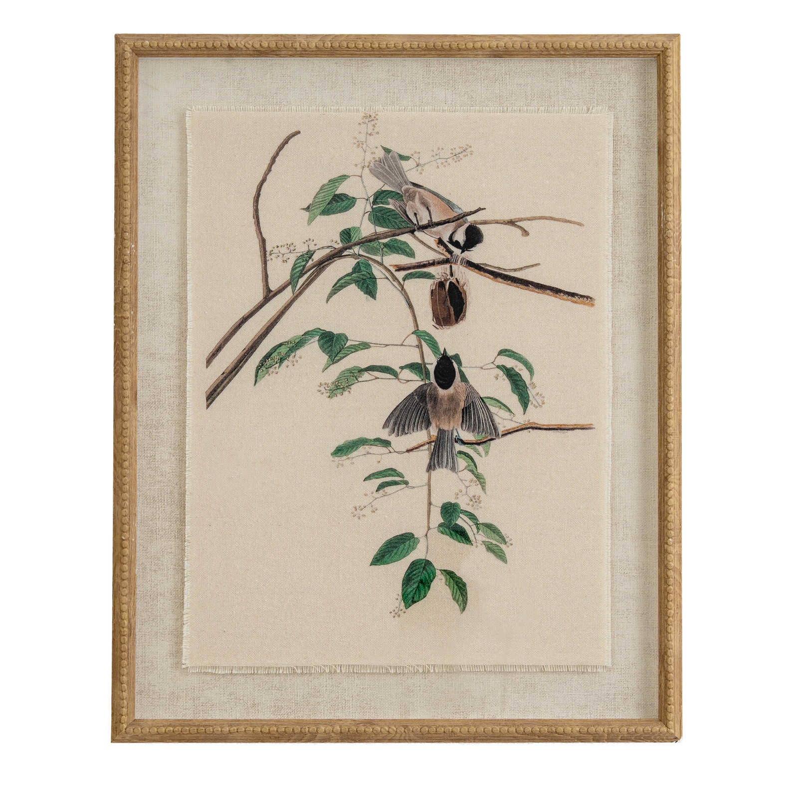 Flor Chickadees Art In Beaded Frame - Corinthia Corner