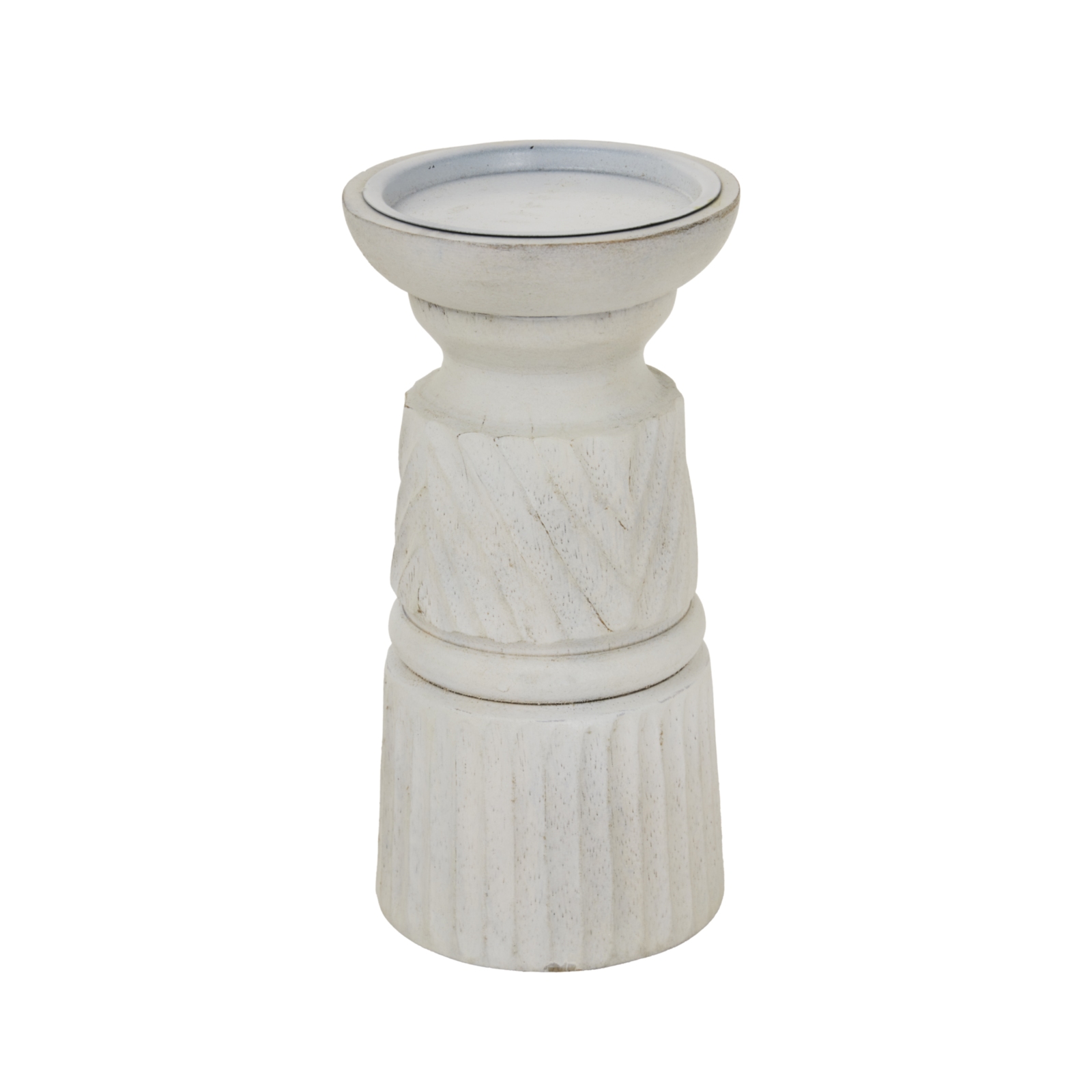 White Carved Candle Holder - Corinthia Corner