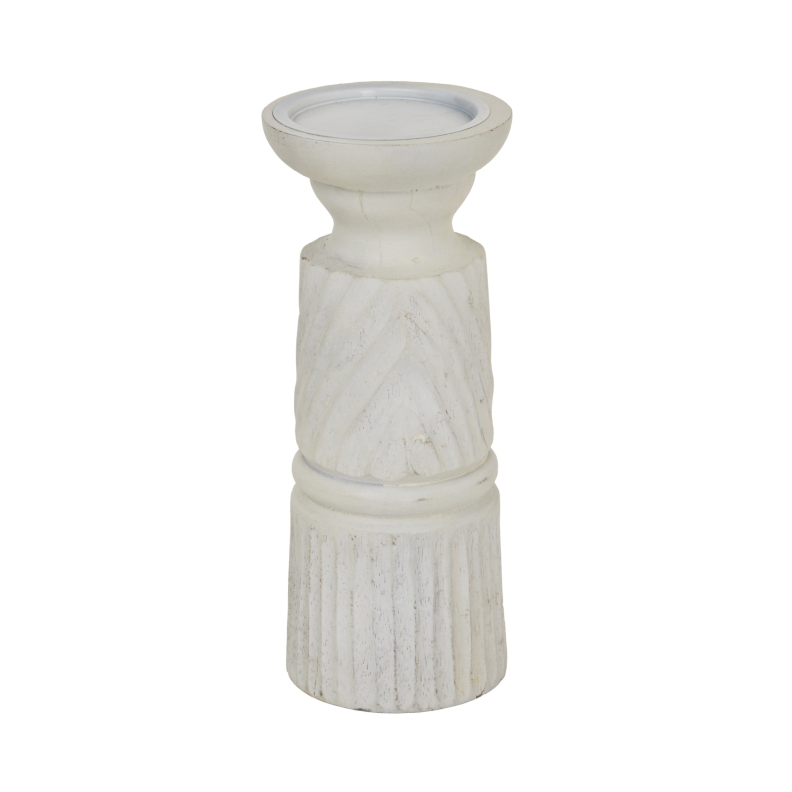 White Carved Candle Holder - Medium - Corinthia Corner