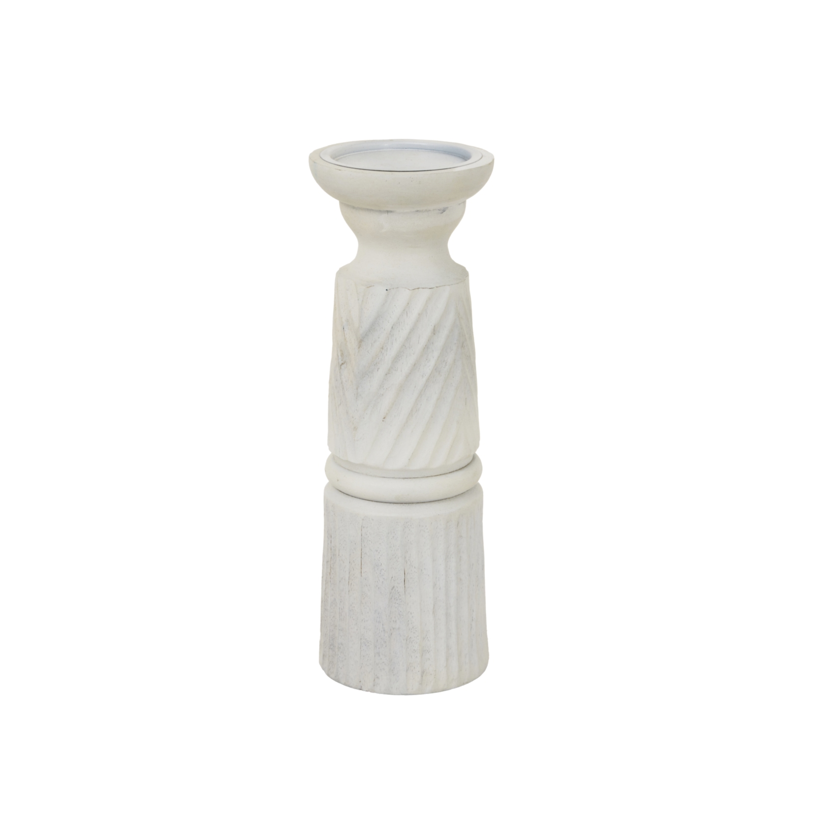 White Carved Candle Holder - Large - Corinthia Corner