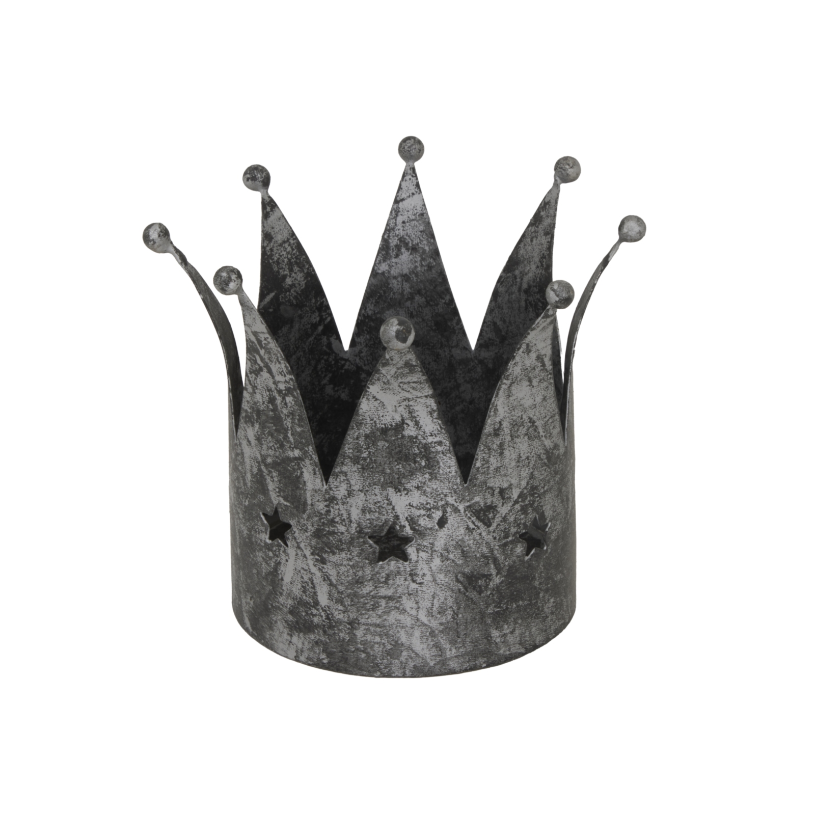 Antiq Silver Crown Candle Holder