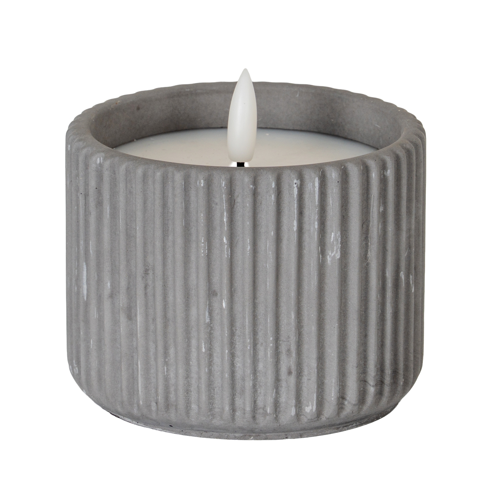 Luxo Natural Glow Grey Ribbed LED Candle - Medium - Corinthia Corner