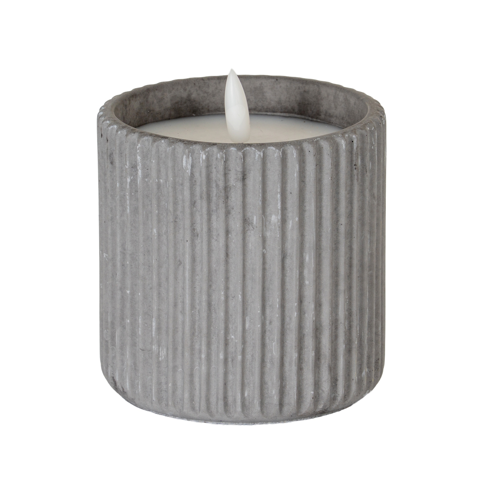 Luxo Natural Glow Grey Ribbed LED Candle - Large - Corinthia Corner