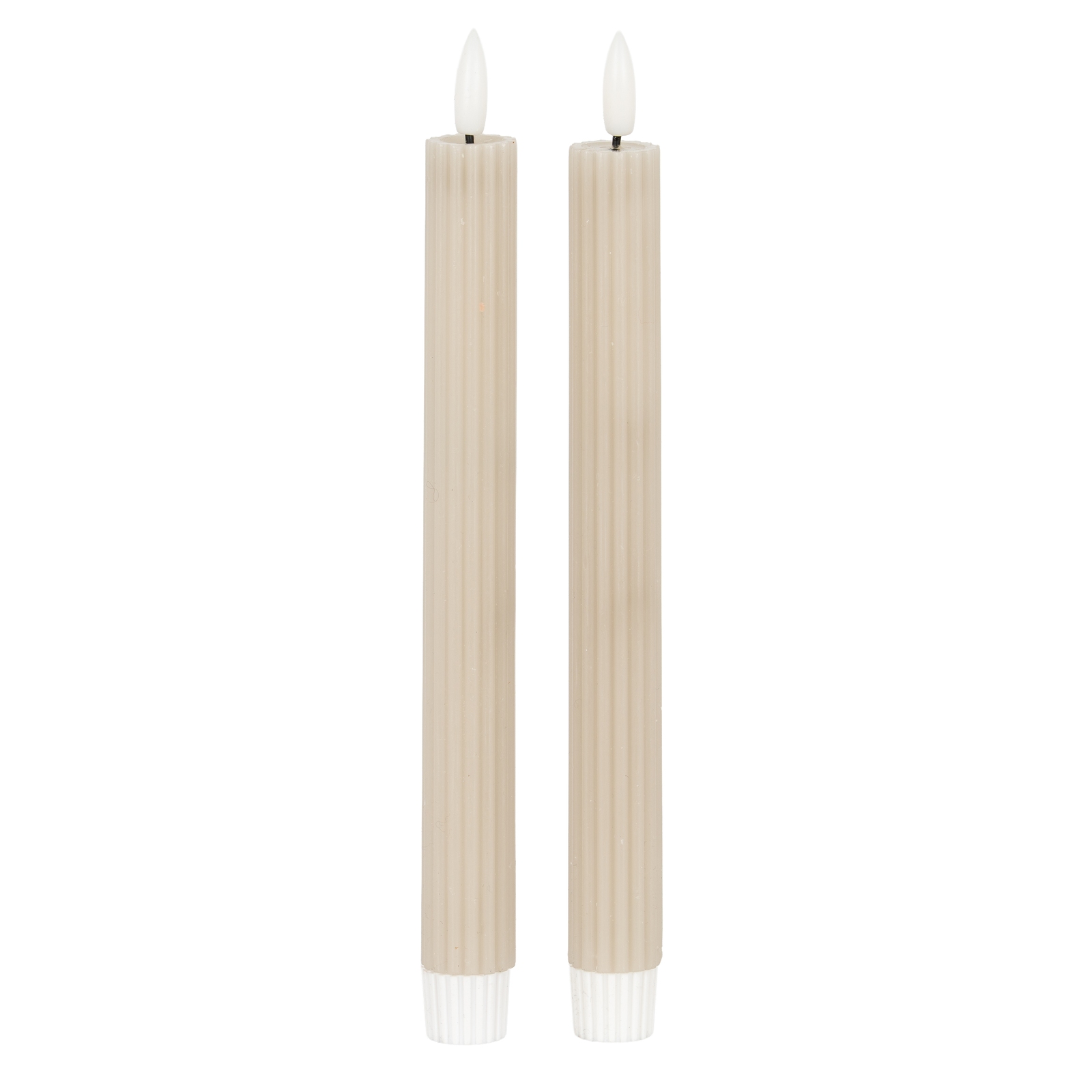 Luxo Natural Glow Taupe Ribbed Taper Candles - Corinthia Corner
