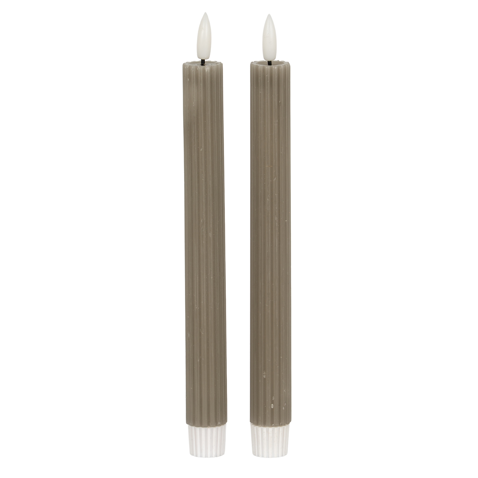 Luxo Natural Glow Grey Ribbed Taper Candles - Corinthia Corner