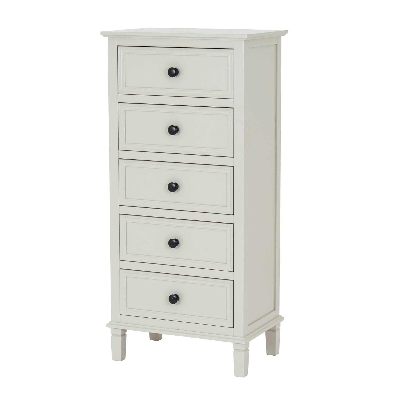 BELMO White Chest of Drawer - Tallboy, Medium-sized, 5 Drawers - Corinthia Corner
