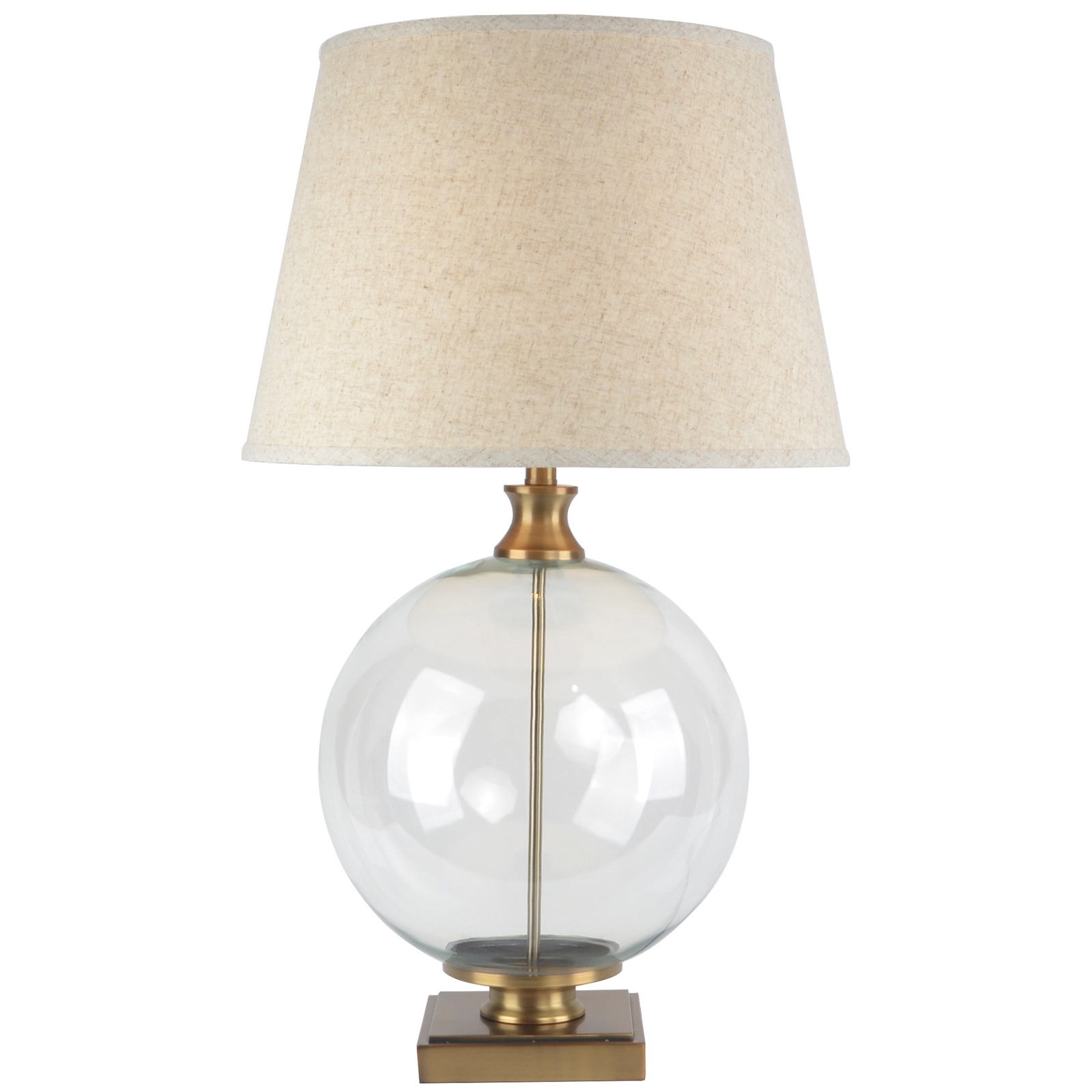 LUNIA Glass Orb Table Lamp With Linen Shade - Corinthia Corner