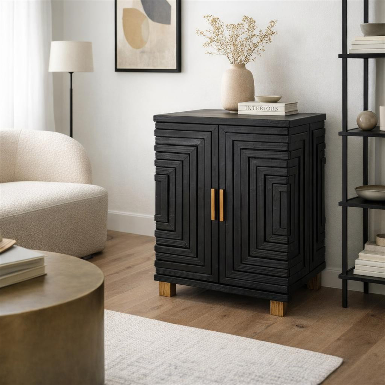 NOIR 2 Door Side Cupboard - Black