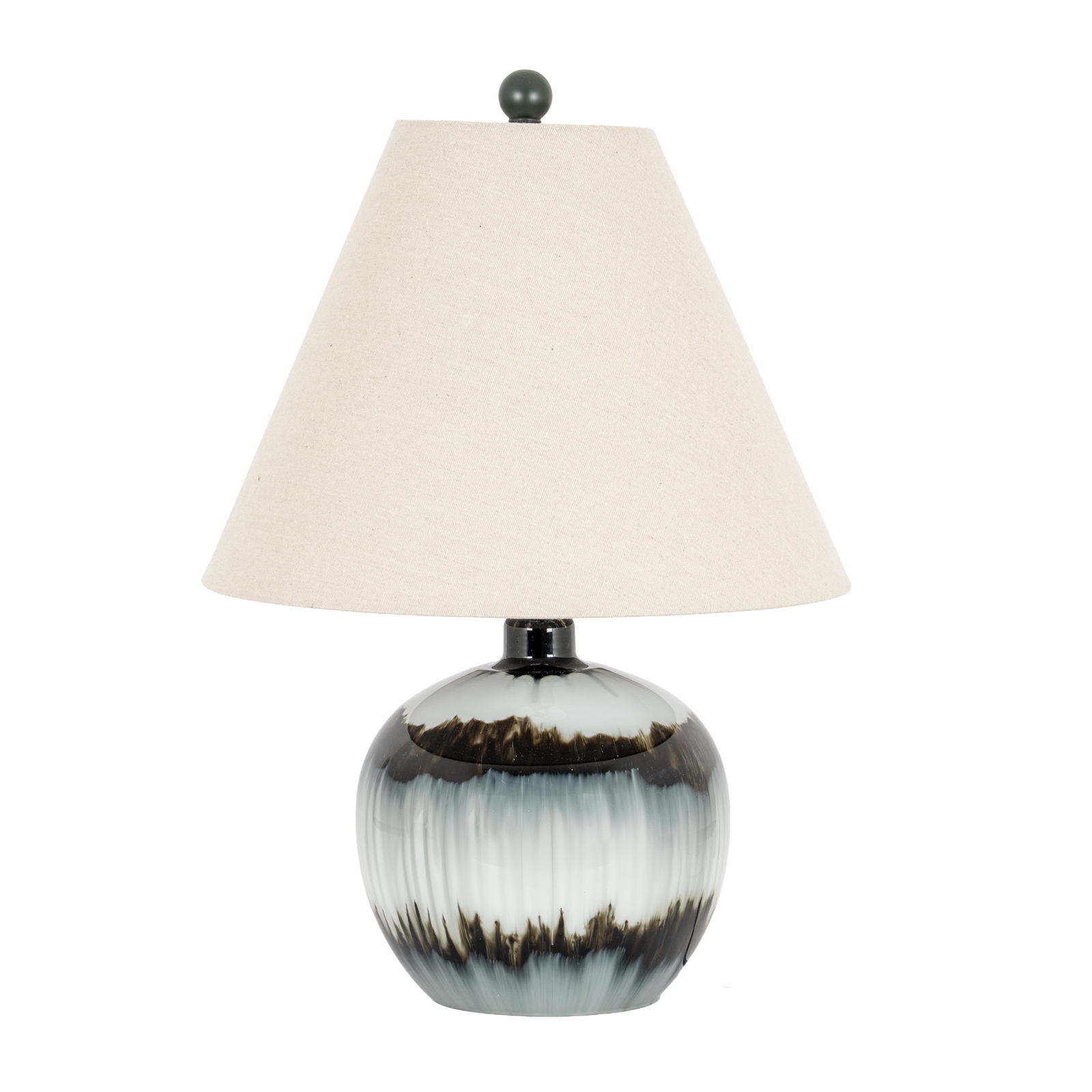 NOCTURNE Midnight Shadows Squat Table Lamp With Linen Shade - Black