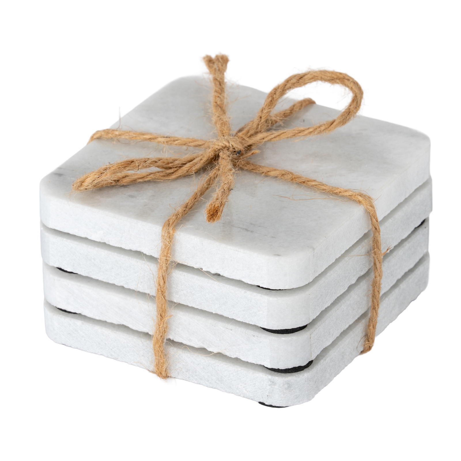 CARRARA Set of Four Square Marble Coasters - White