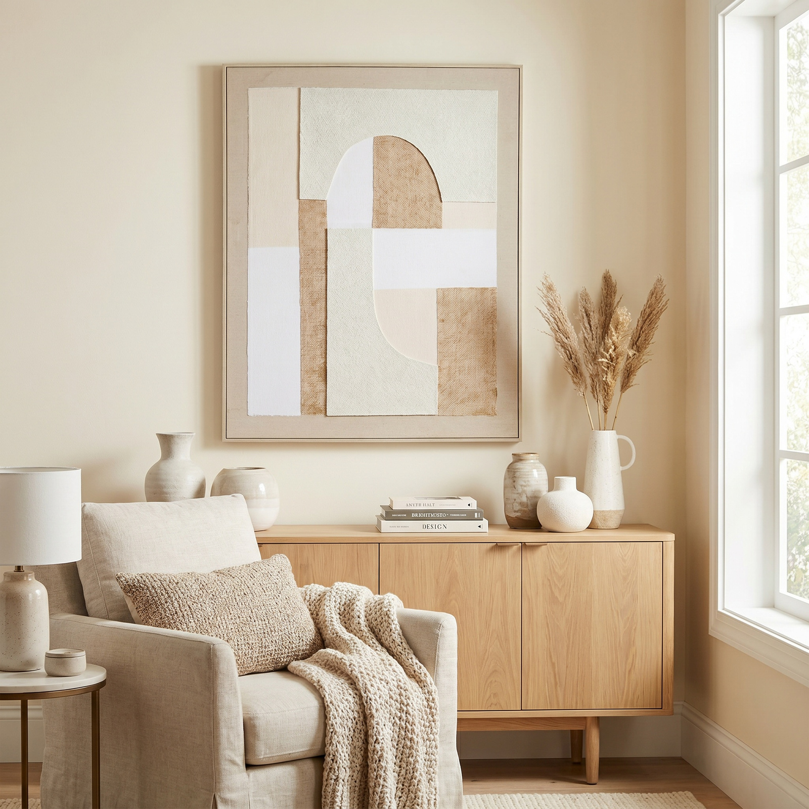 ATELIER Linen Textured Canvas in Frame - Multi Colour