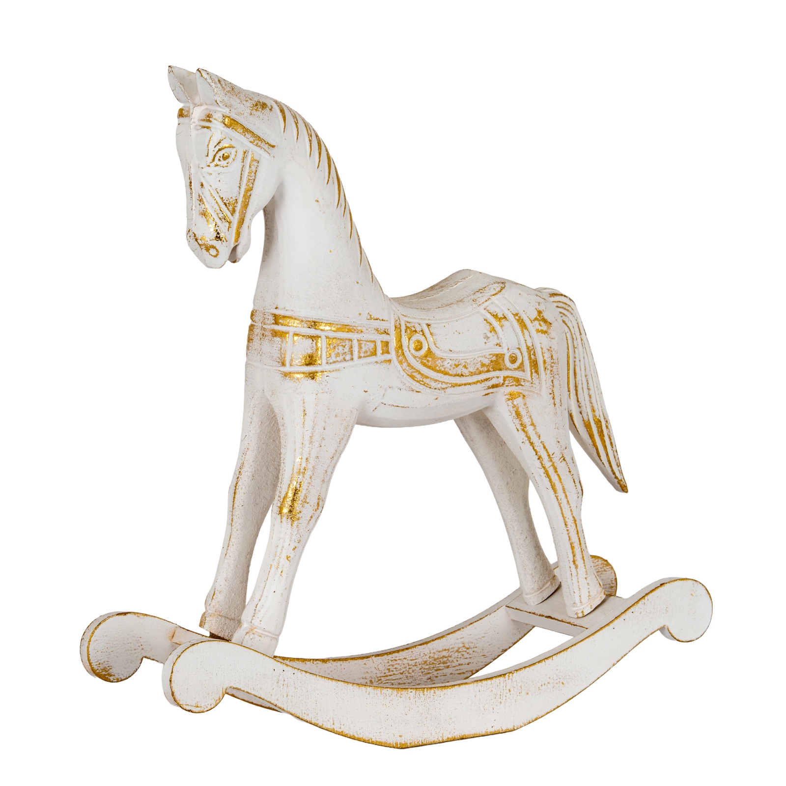TIMBER Large Whitewashed Wooden Rocking Horse - White