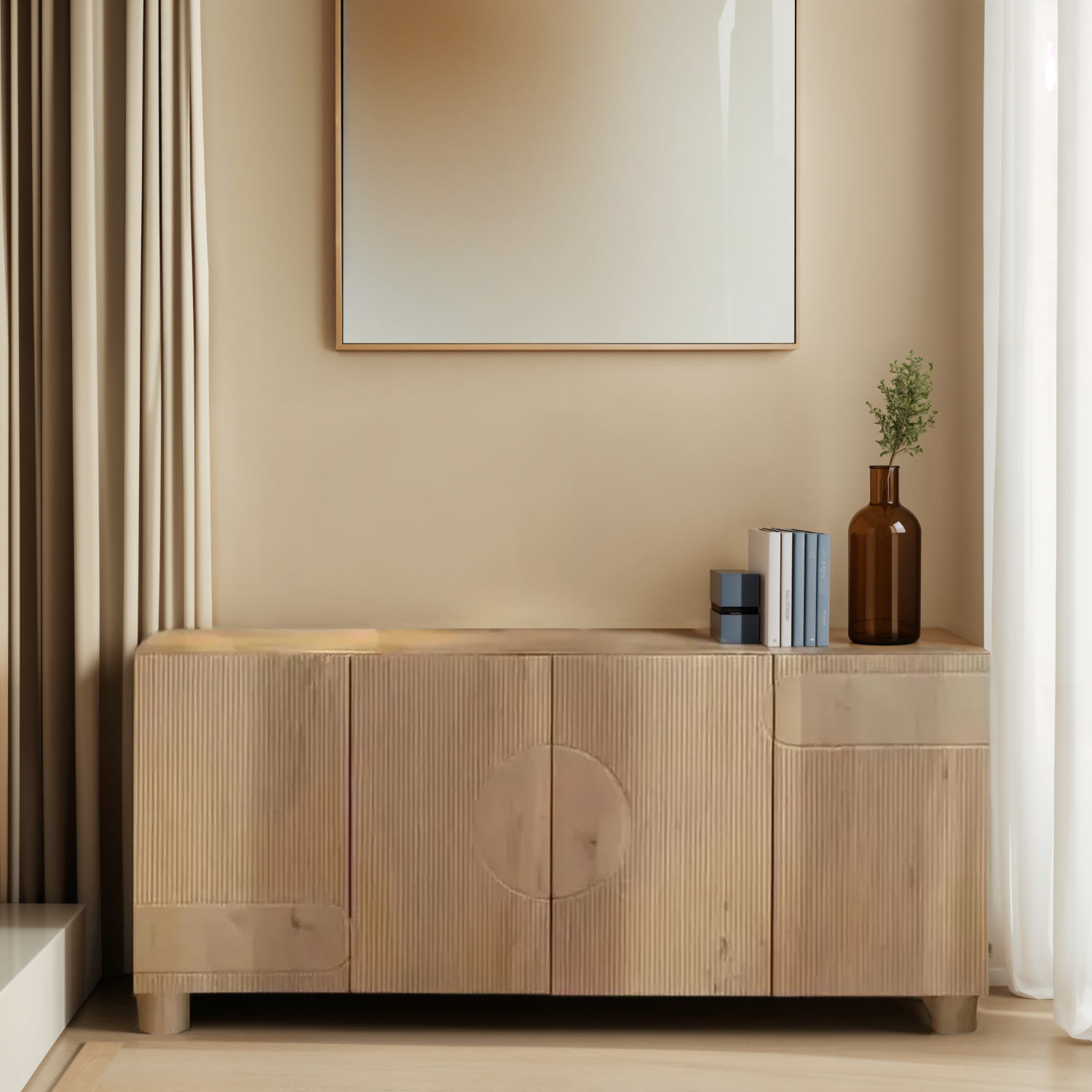 ASHTON Solid Wooden Extra Large Sideboard - Oak Finish - Elfrida Interiors