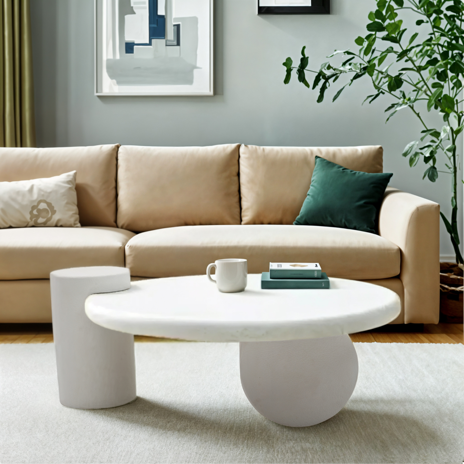 GEON Modern Abstract Coffee Table - White - Elfrida Interiors