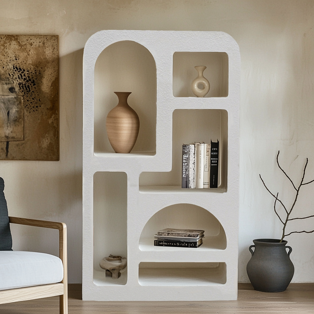 GEON Tall Geometric Bookcase - White - Elfrida Interiors