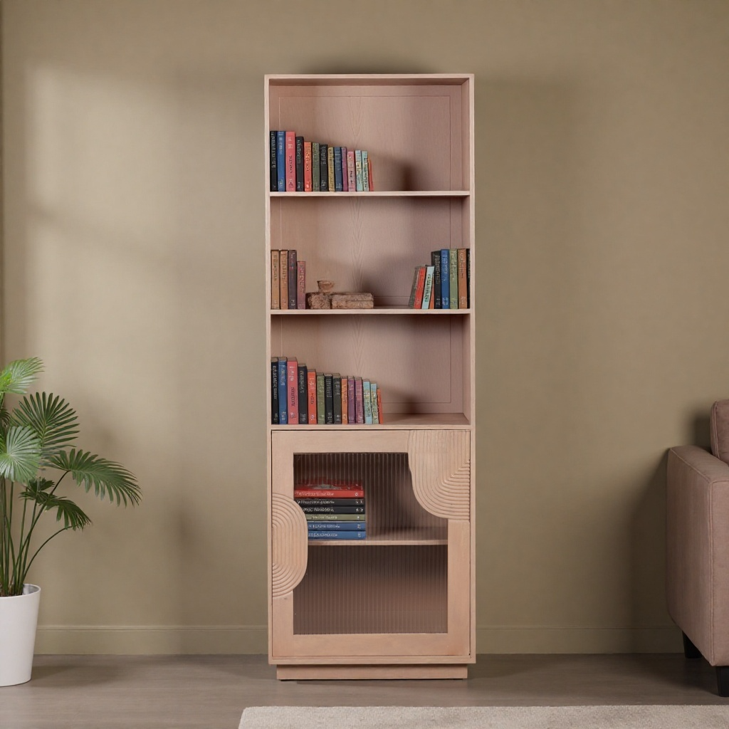 SINDRA Solid Wood Bookcase - Oak Finish - Elfrida Interiors
