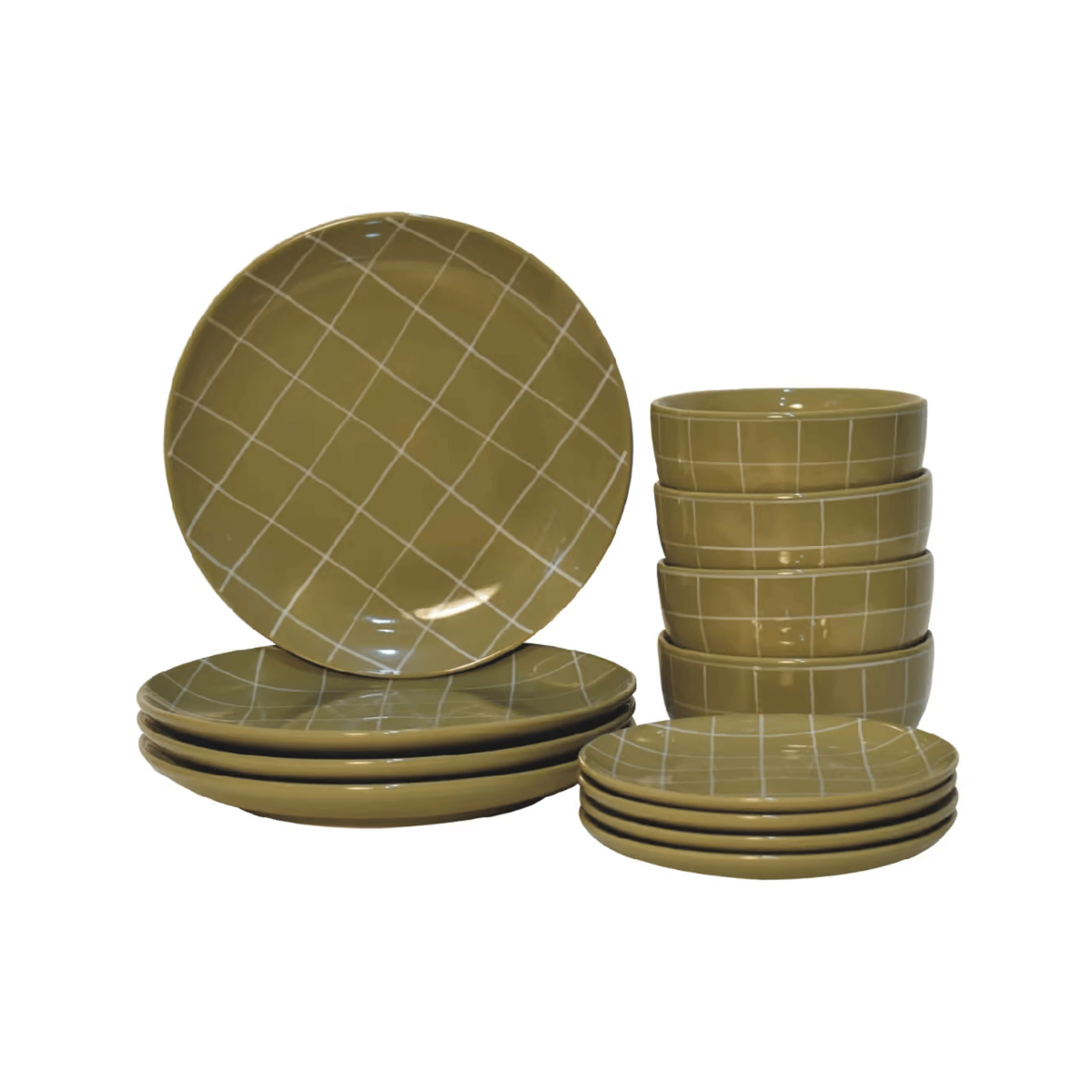 Sleek Luxurious Dinnerware Set - Olive Green - Beasley & Sons