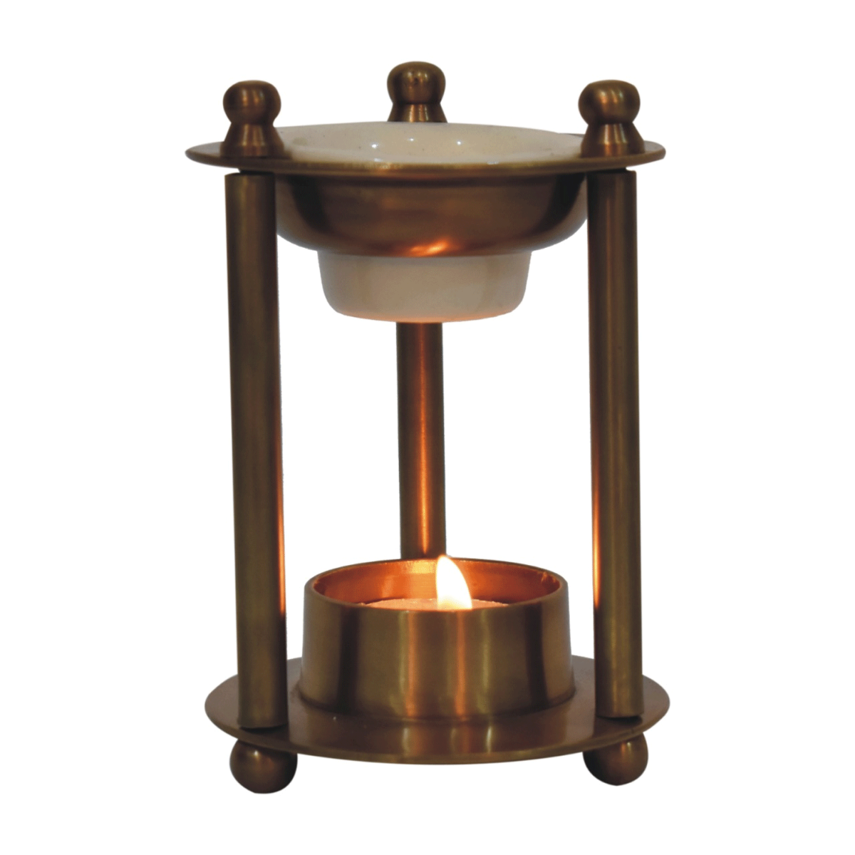 Antique Brass Oil Burner Set - Jasmine, Cinnamon, Citronella - Beasley & Sons