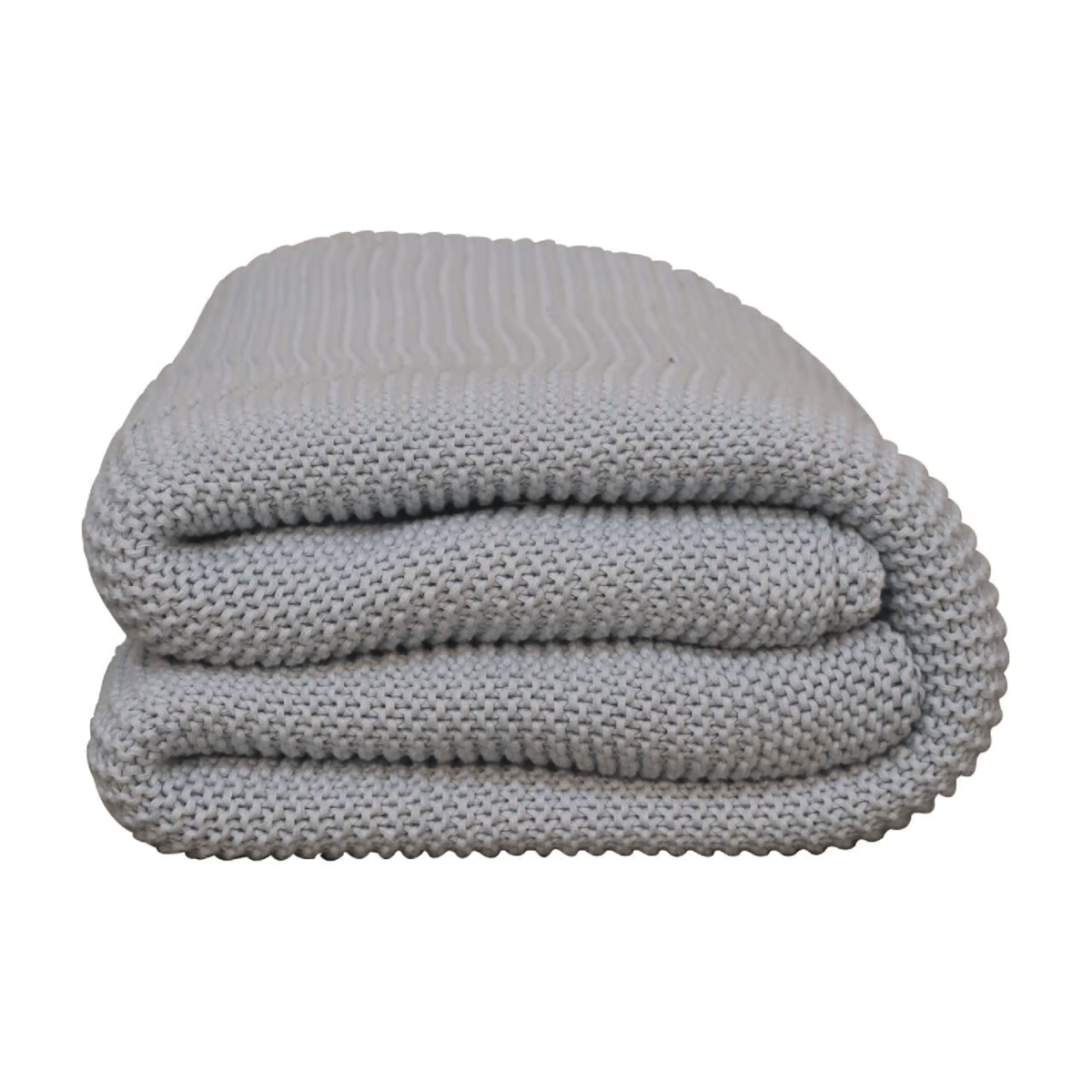 Hand Knitted Bliss Double Bed Size Throw - Light Blue - Beasley & Sons