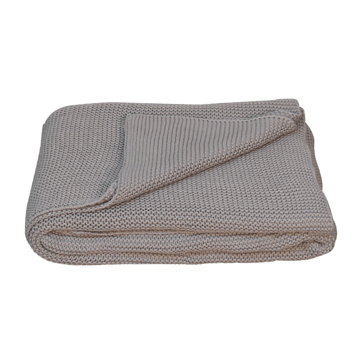 Hand Knitted Bliss Double Bed Size Throw - Grey - Beasley & Sons