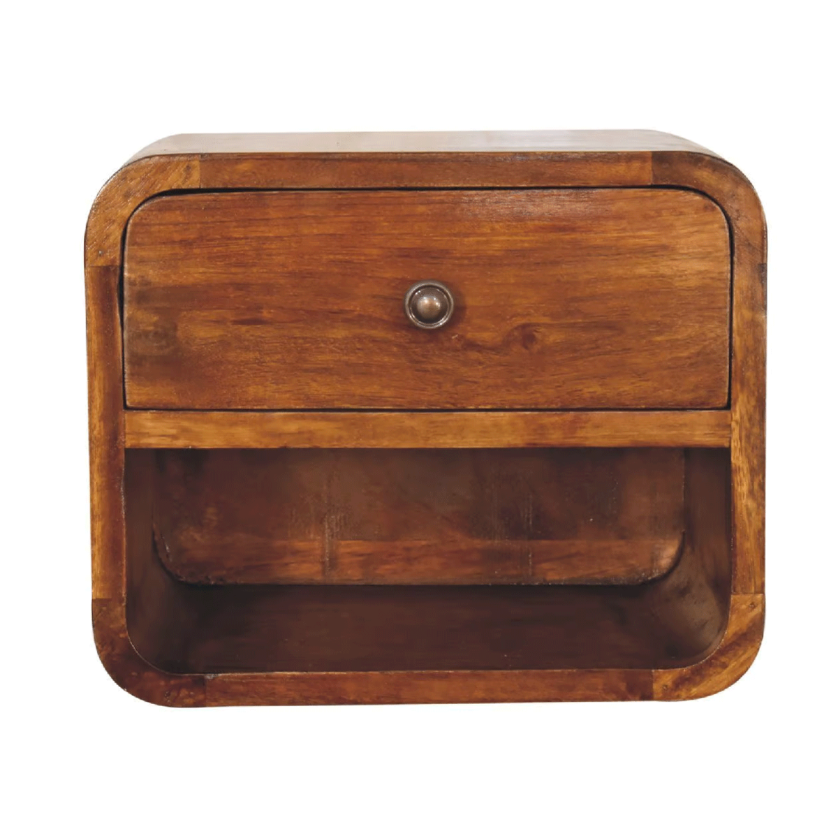 Bedside Table - TINY Nightstand with Open Slot Chestnut 30cm - Beasley & Sons