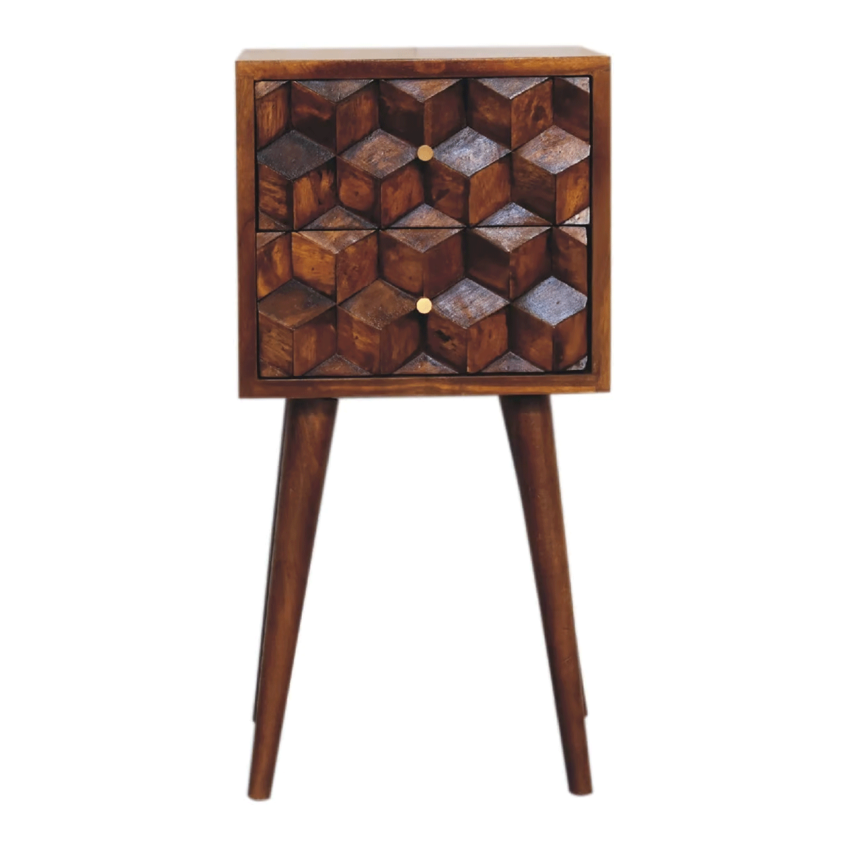 Bedside Table - RUSTICO 2 Drawer Nightstand Chestnut Finish 31cm - Beasley & Sons