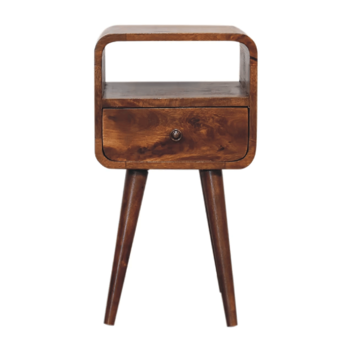 Bedside Table - RUSTICO 1 Drawer Nightstand Chestnut 40cm - Beasley & Sons