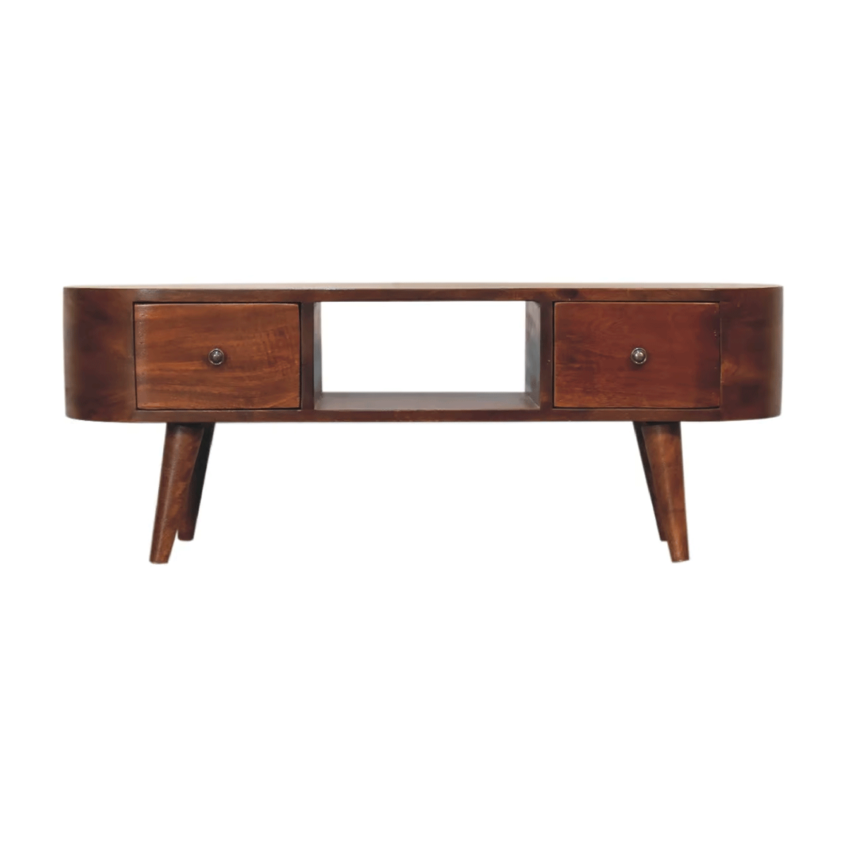 Rustico Rounded Media Unit with Open Slot - Chestnut - Beasley & Sons