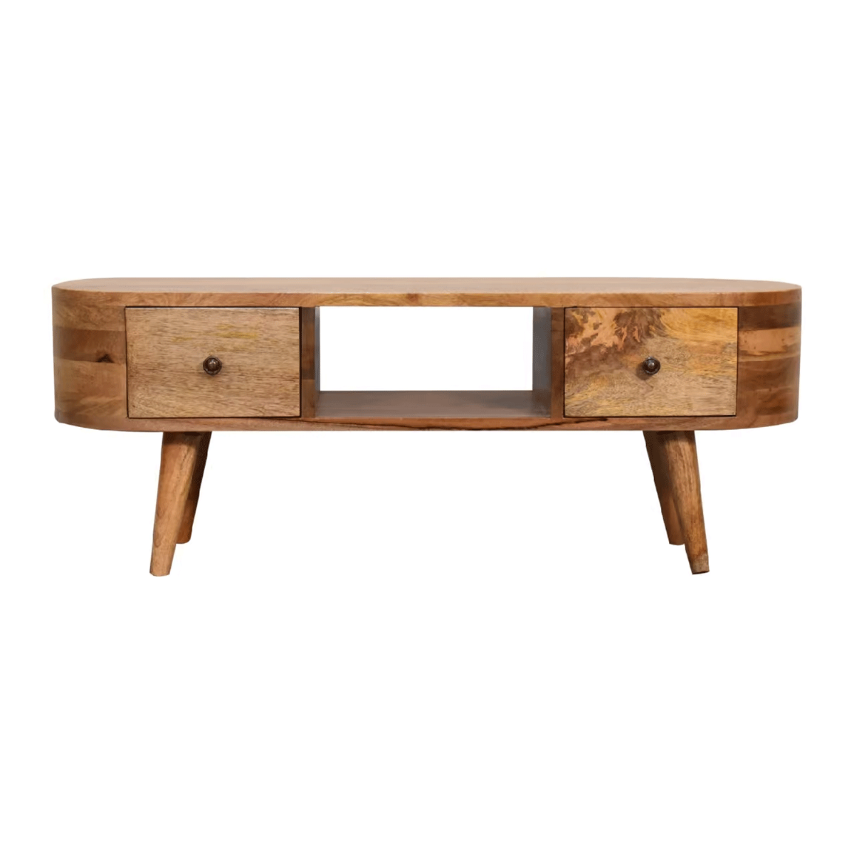 Verde Mini Rounded Media Unit - Oak - Beasley & Sons