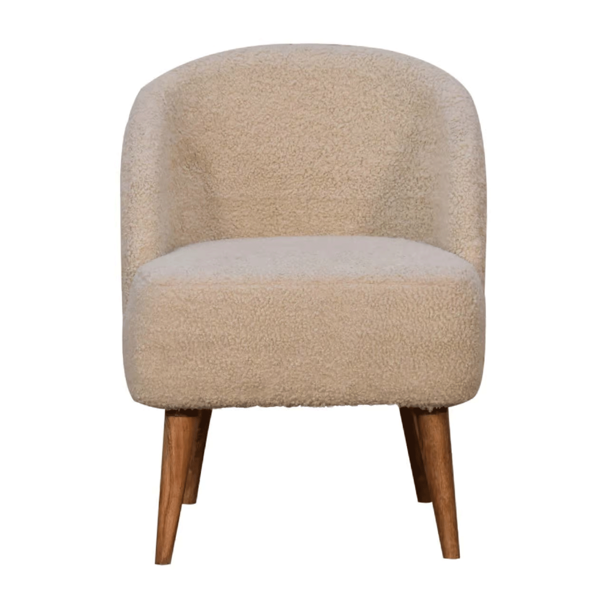 Handwoven Boucle Tub Chair - Cream - Beasley & Sons