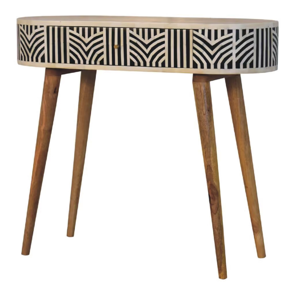 Nordic Style Legs Bone Inlay Console Table - OakIsh and Bone Inlay - Beasley & Sons