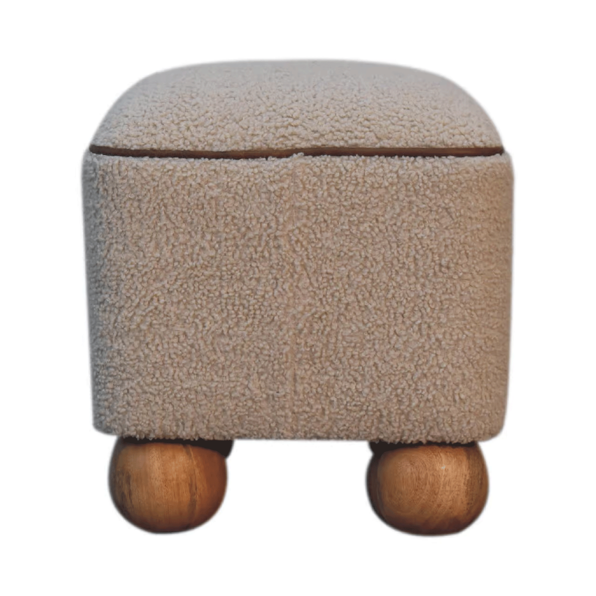 Isabeau Square Footstool with Ball Feet - Brown and Cream - Beasley & Sons